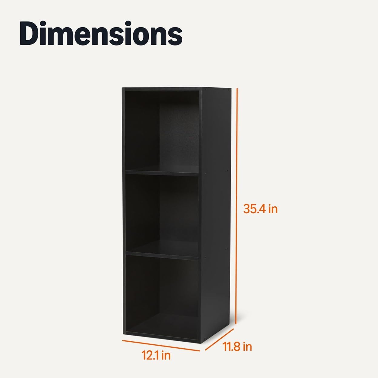 Basics Black 3-Cube Bookcase