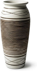 12.5 Inch Wide Ribbed Rustic Ceramic Vase