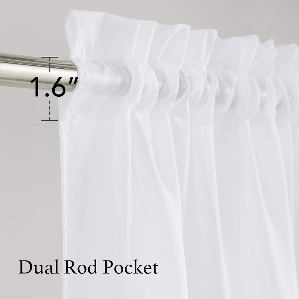 White Sheer Voile Curtains 4 Panels 120 Inch Long