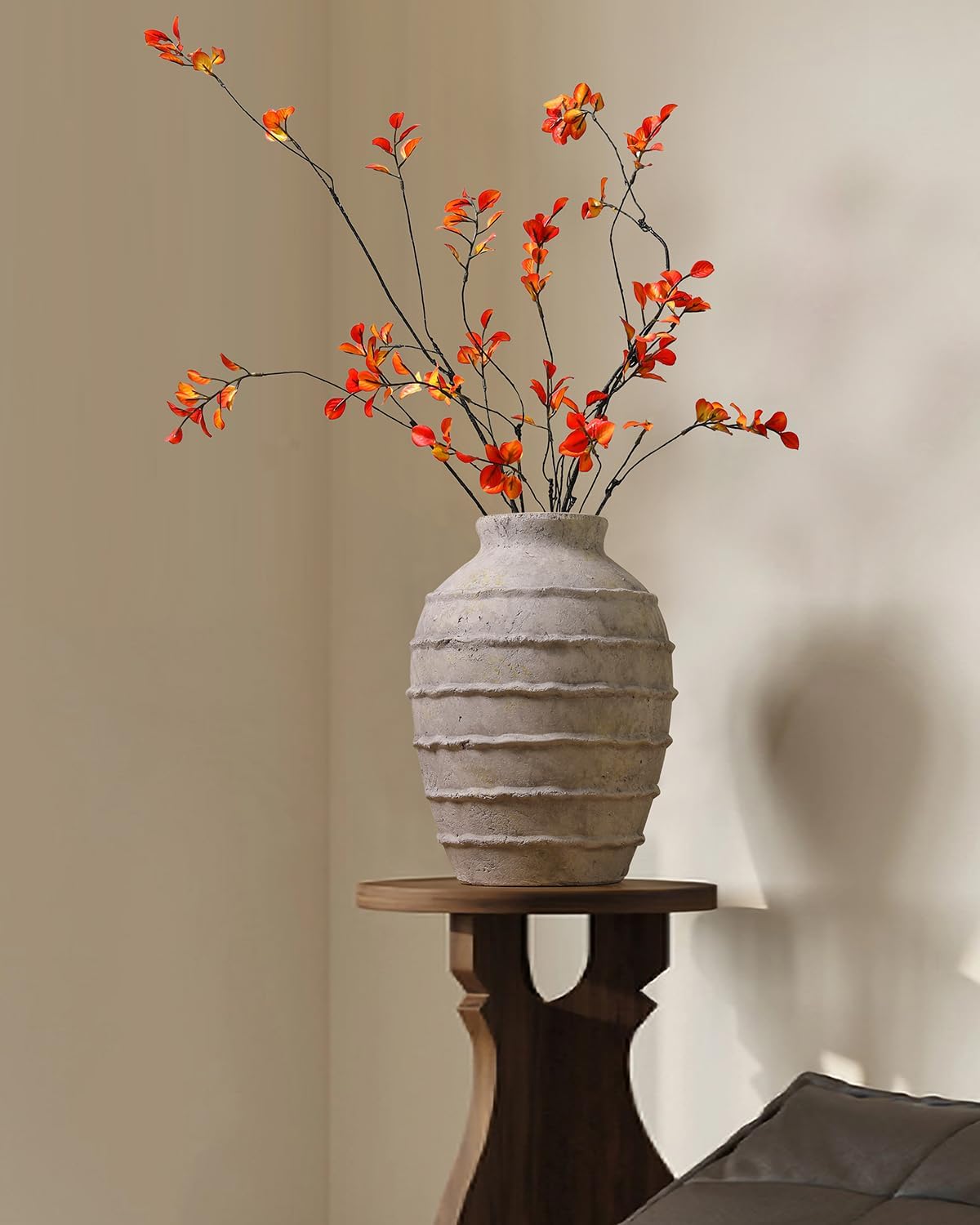 White Grey Rustic Terracotta Ceramic Vase