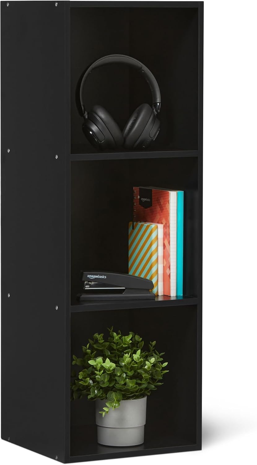 Basics Black 3-Cube Bookcase