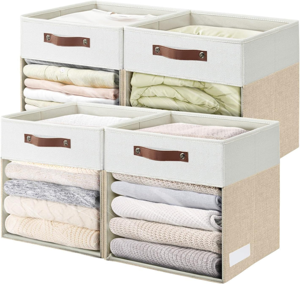 Linen Cube Storage Bins 4 Pack