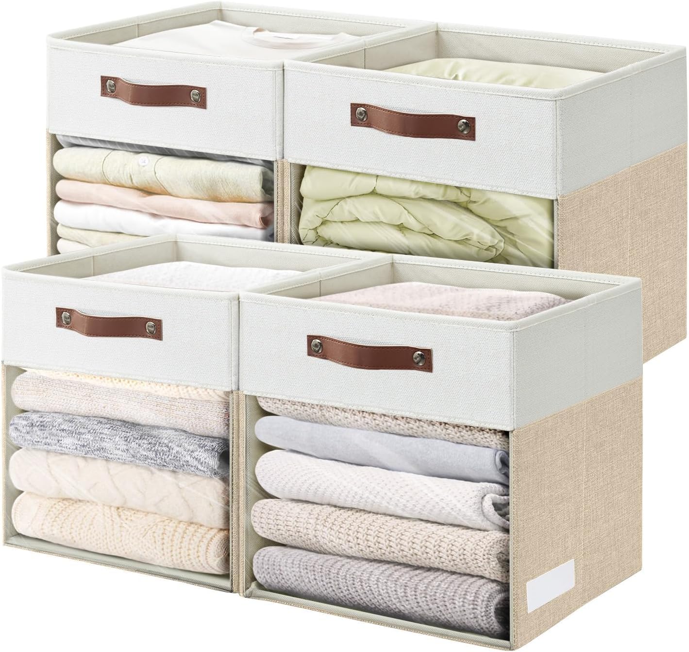 Linen Cube Storage Bins 4 Pack