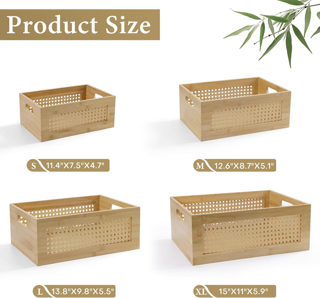 Handmade Rattan Wooden Storage Baskets