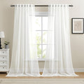 White Textured Sheer Curtains 2 Panels