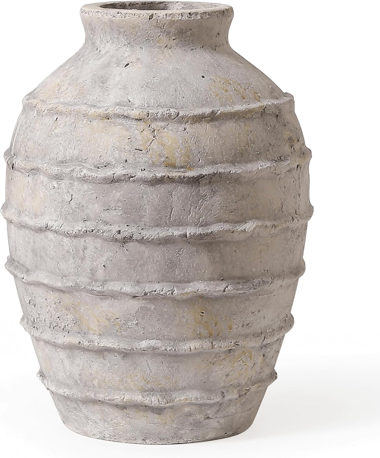 White Grey Rustic Terracotta Ceramic Vase