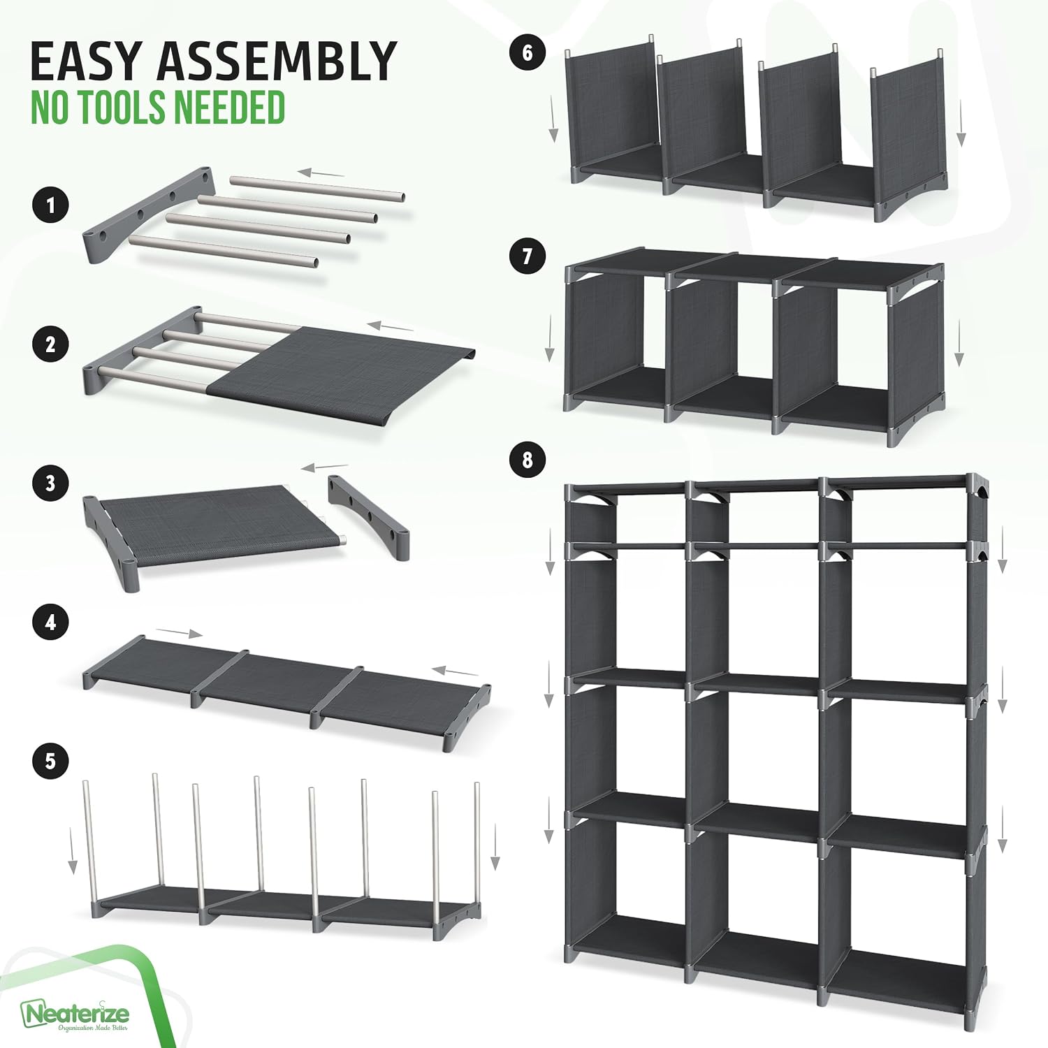 12 Cube Storage Organizer Dark Grey