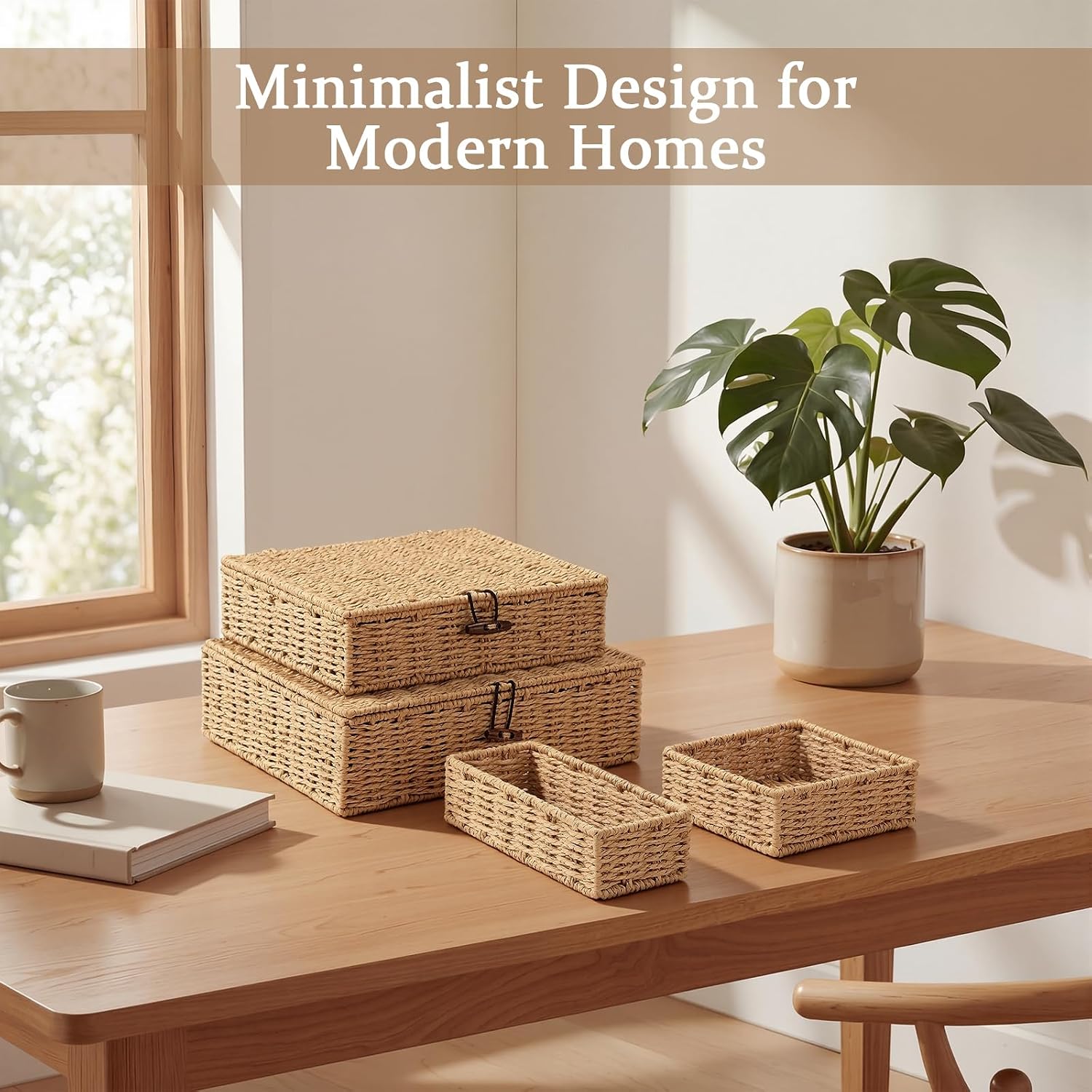Paper Rope Wicker Storage Baskets