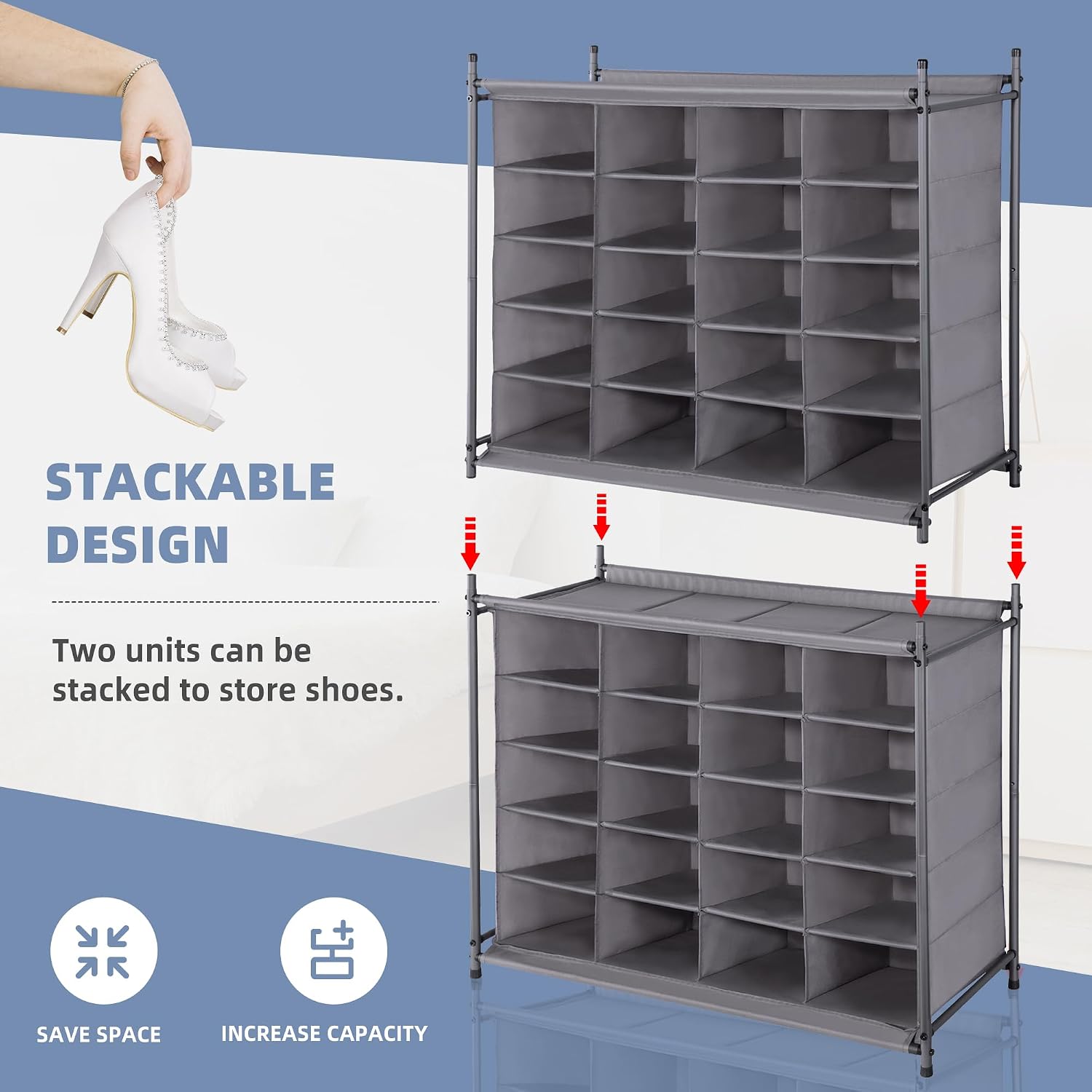 20 Cube Gray Shoe Organizer