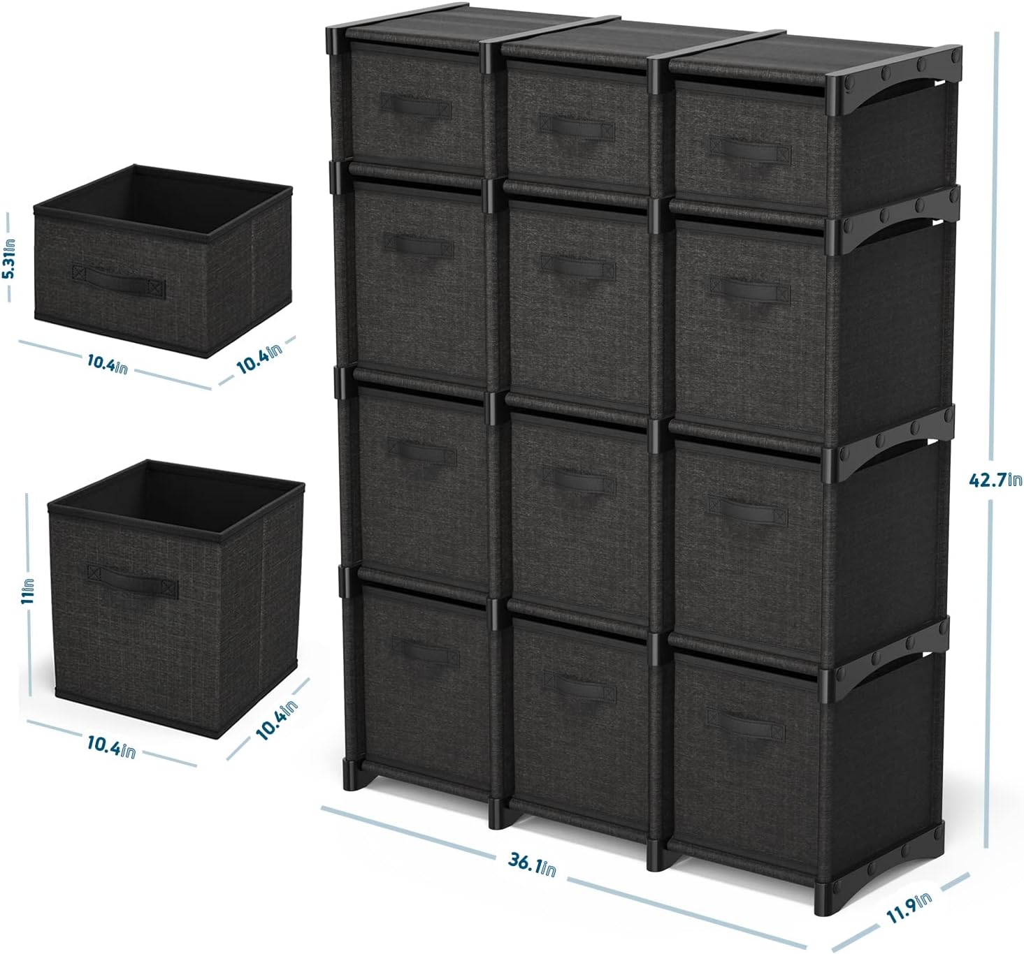 Black DIY Cube Storage Organizer Shelf