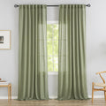 Sage Green Linen Back Tab Curtains Set of 2