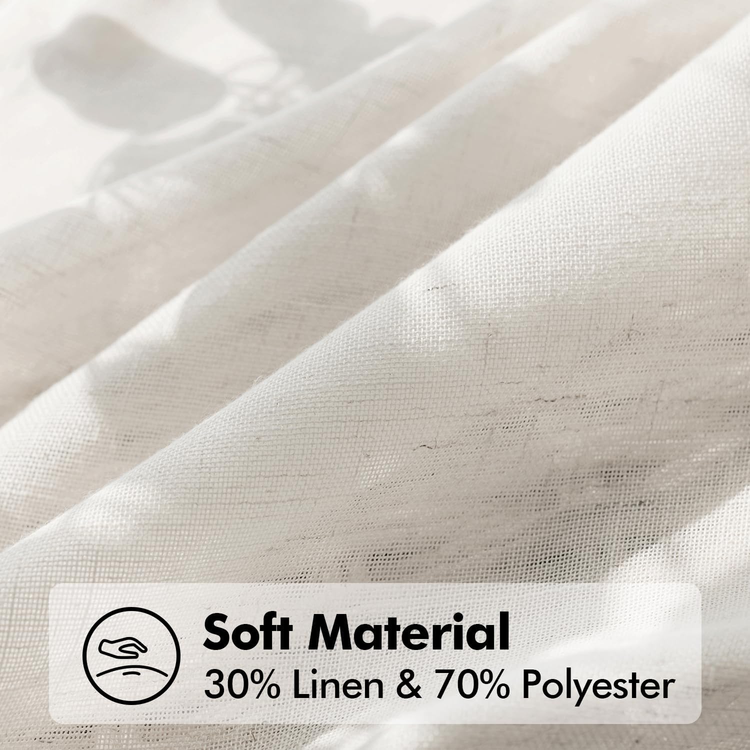 Cream Linen Sheer Curtains 2 Panels
