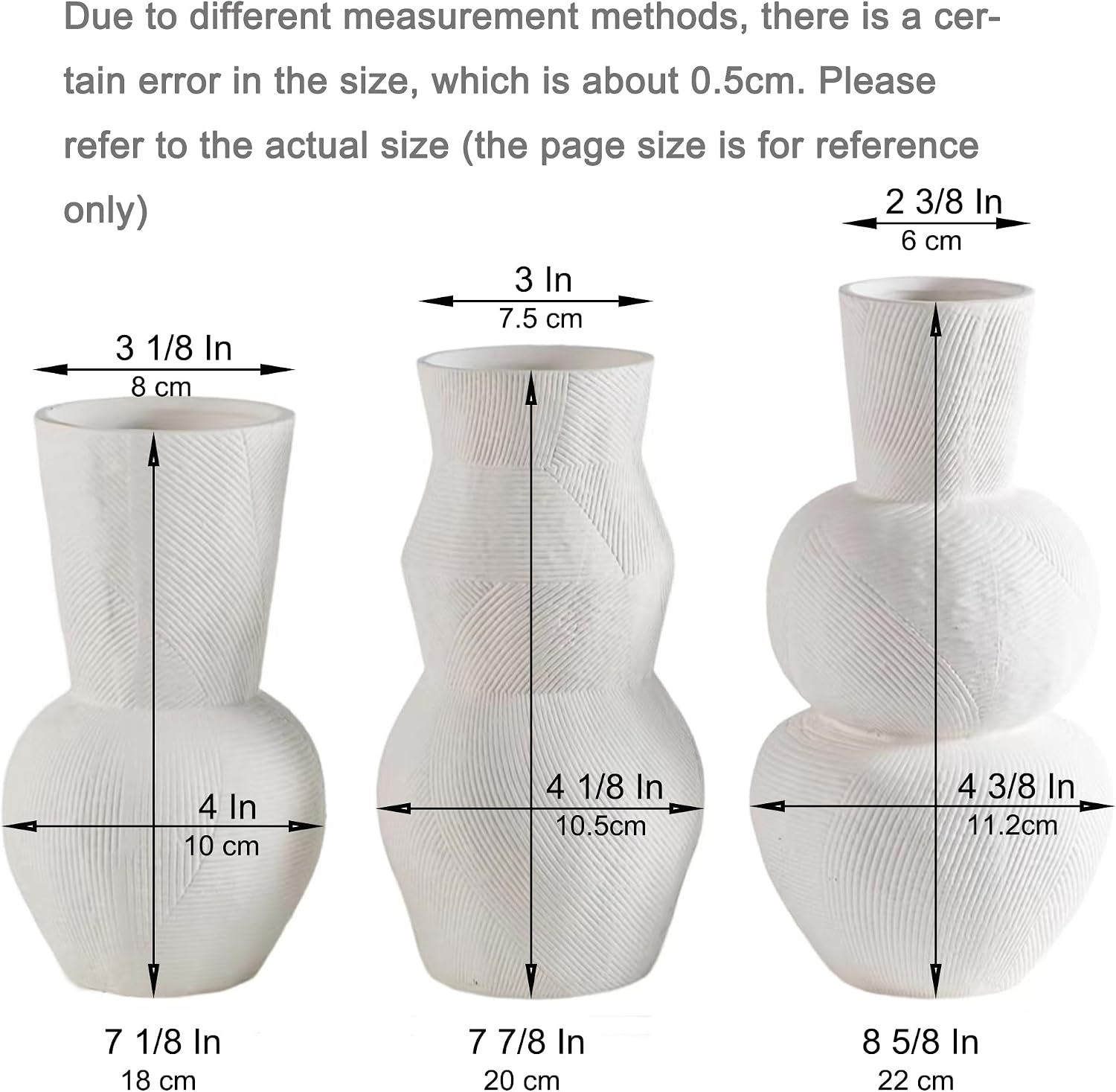 White Ceramic Vase Set of 3