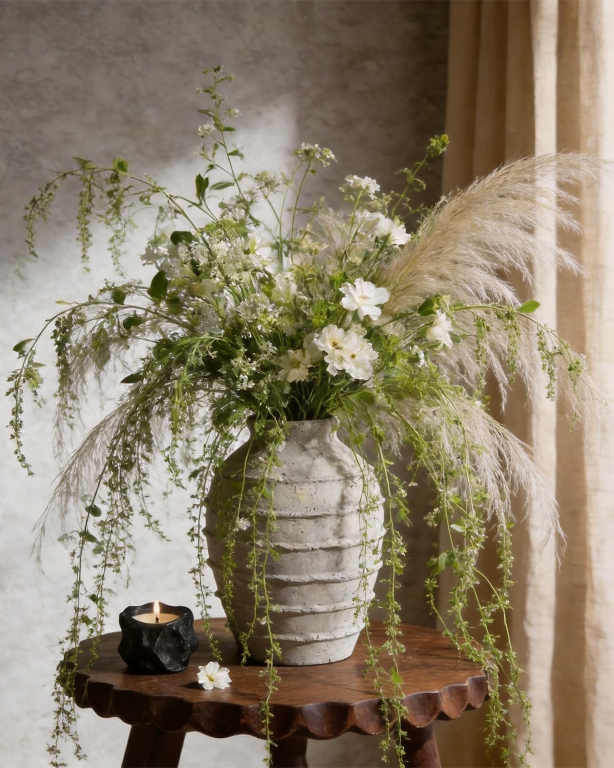 White Grey Rustic Terracotta Ceramic Vase