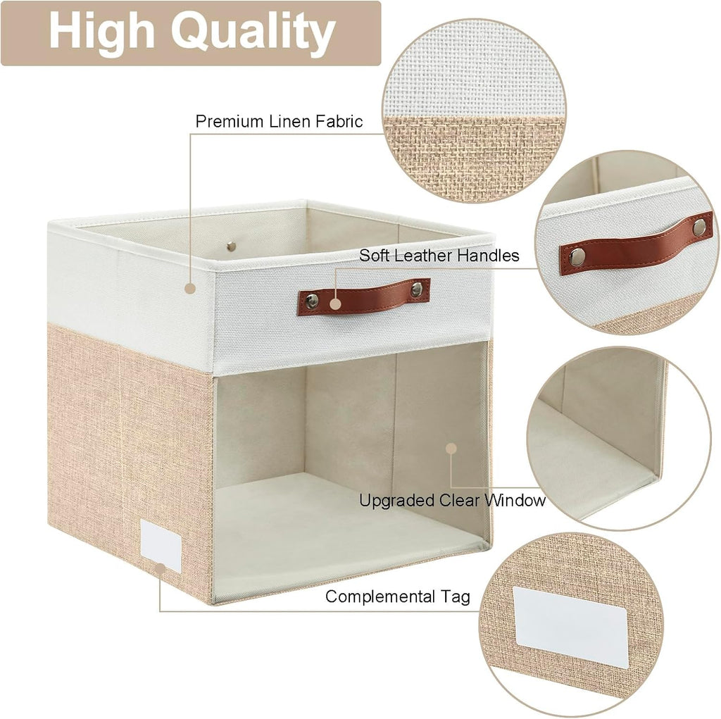 Linen Cube Storage Bins 4 Pack