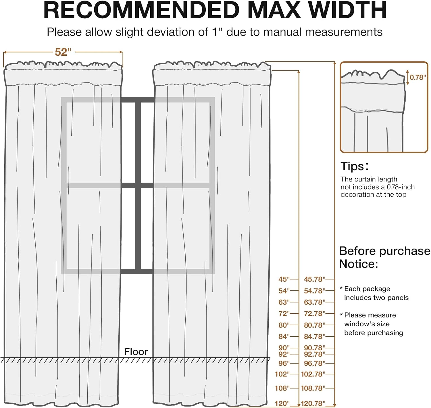 White Leaf Pattern Semi Sheer Curtains Set of 2