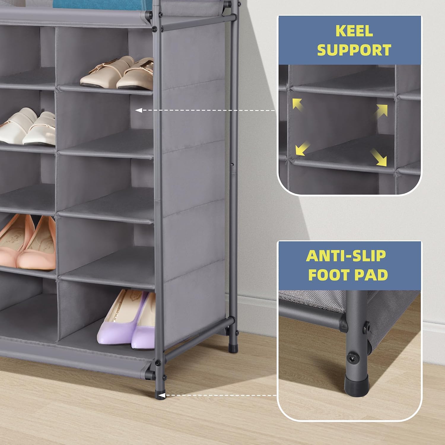 20 Cube Gray Shoe Organizer
