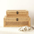 Glass Top Stackable Rattan Storage Boxes