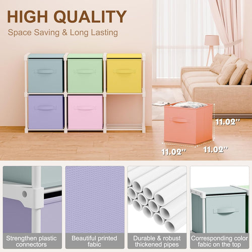 6 Cube Storage Organizer With Fabric Bins
