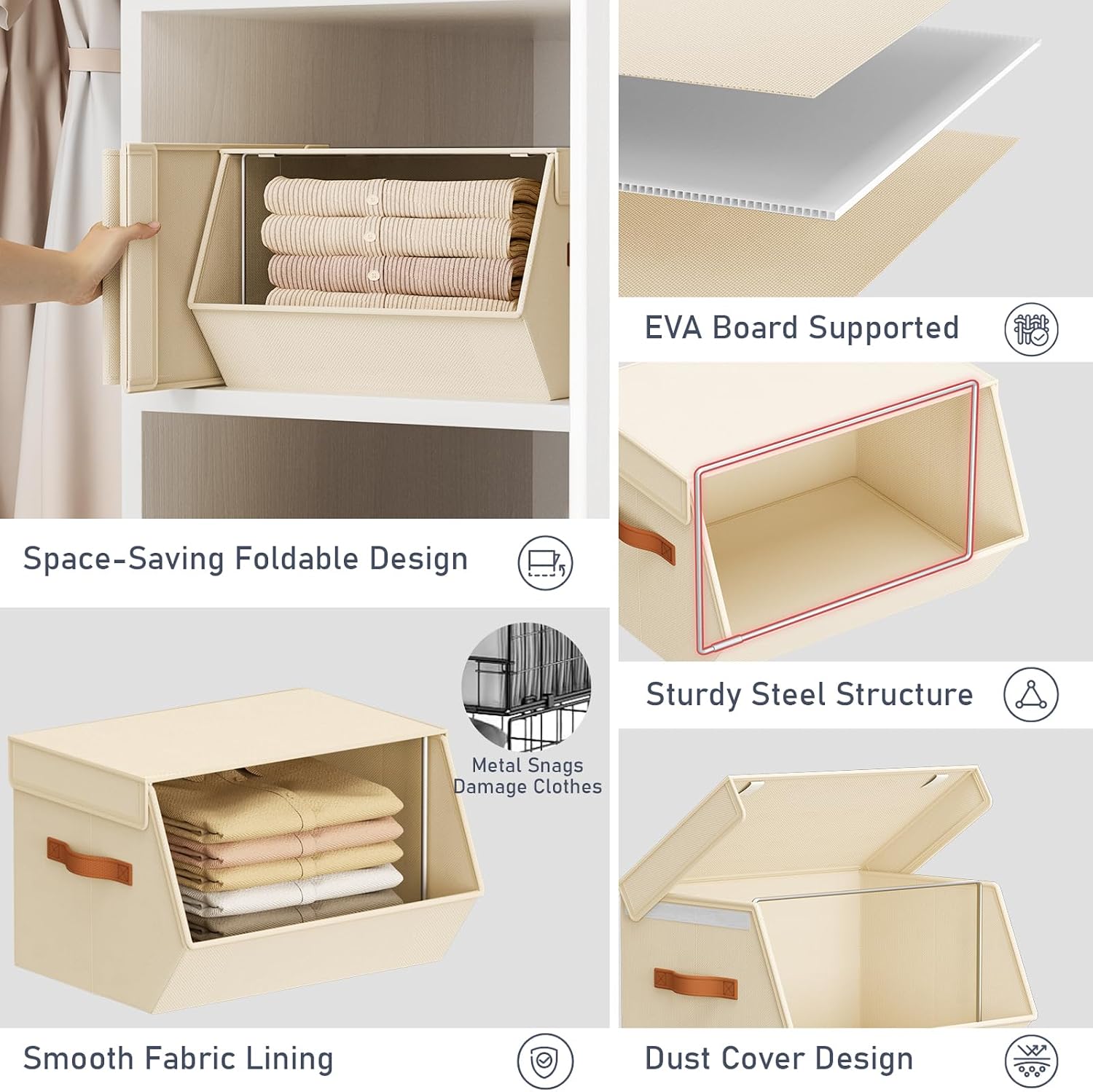 Stackable Fabric Closet Storage Bins
