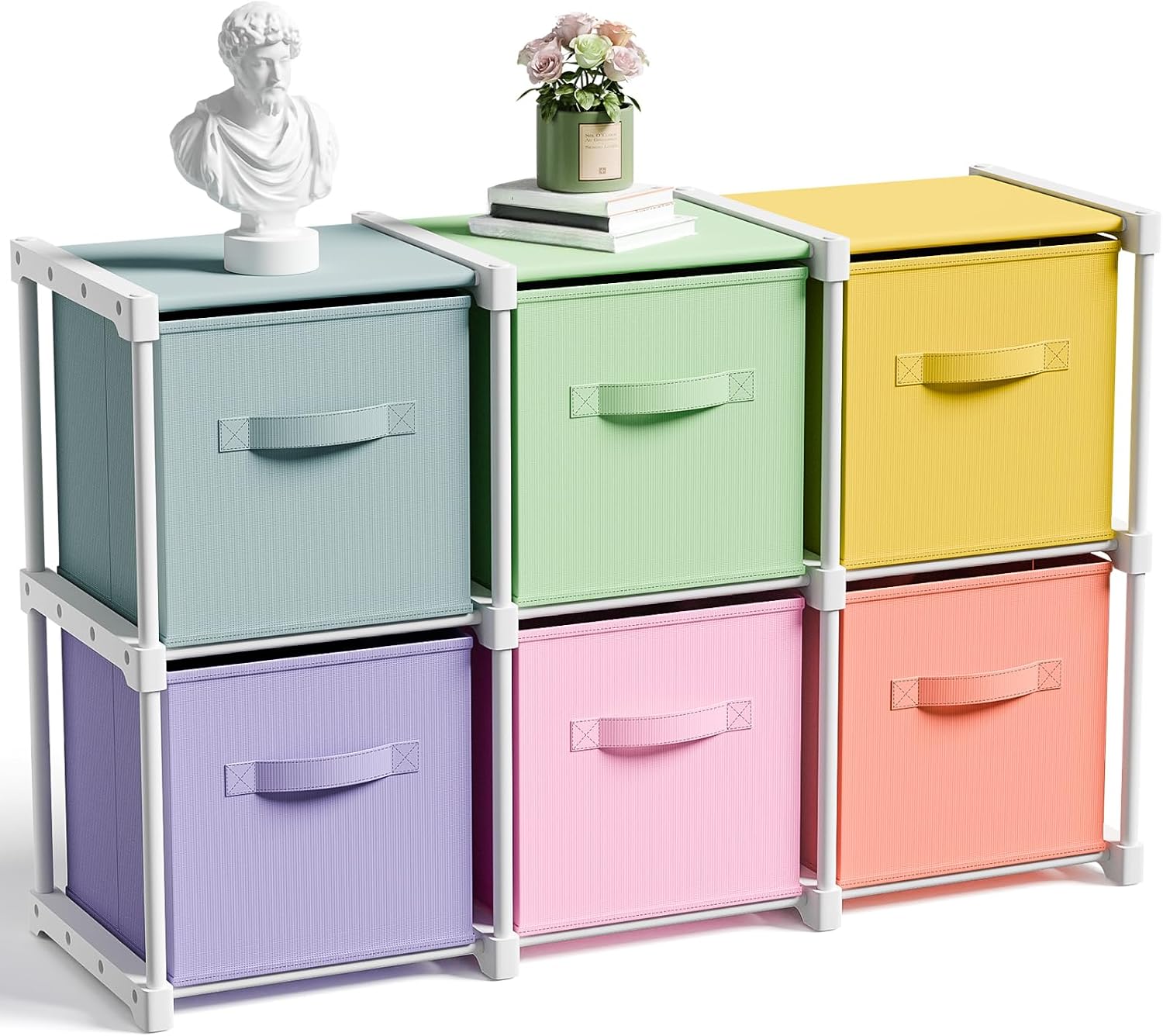 6 Cube Storage Organizer With Fabric Bins
