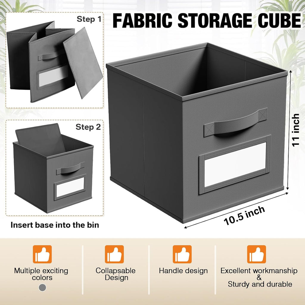 Gray Fabric Cube Storage Bins 10 Pack