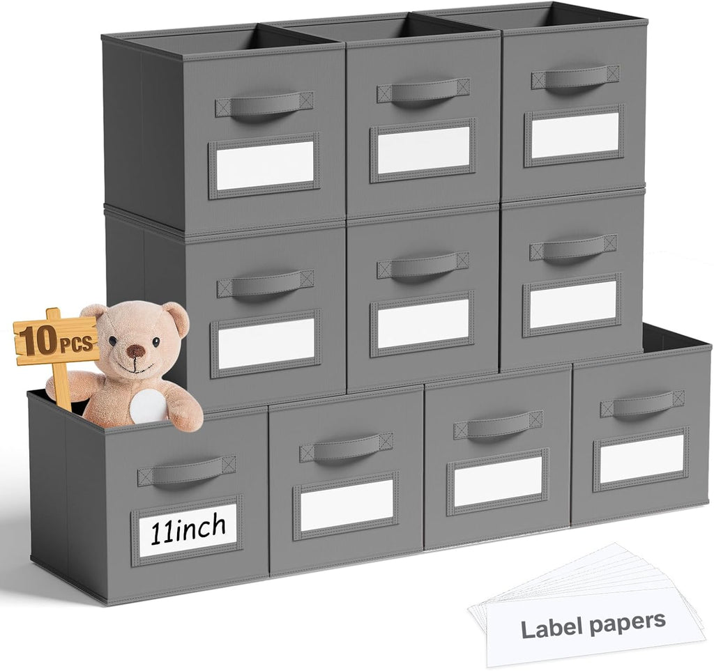 Gray Fabric Cube Storage Bins 10 Pack