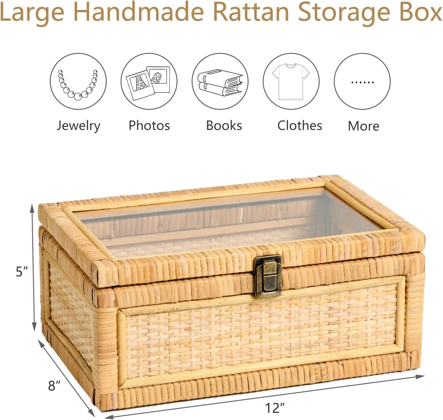 Handmade Clear Lid Rattan Storage Box