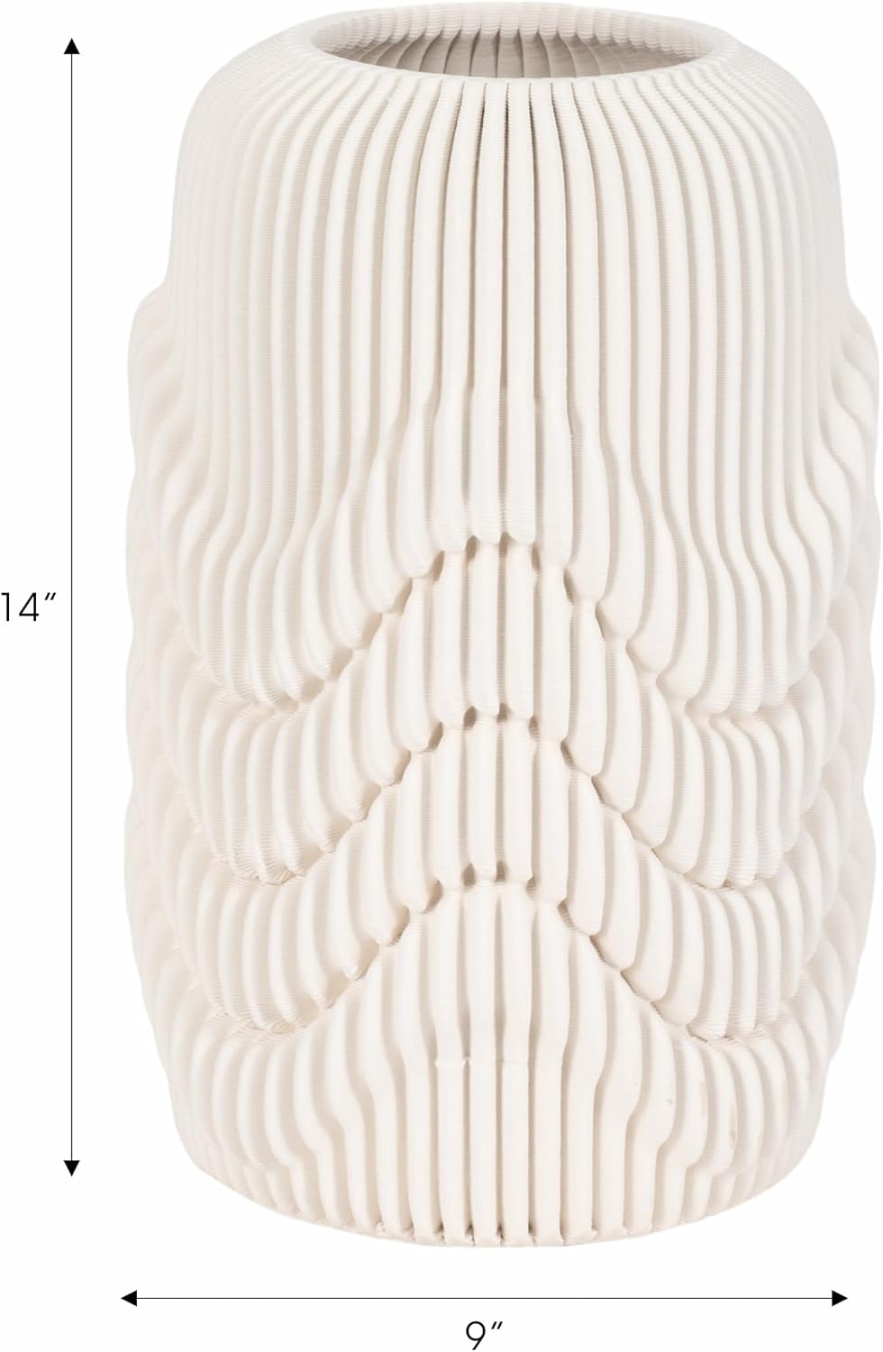 Ivory Ribbed 3D Printed Ceramic Vase