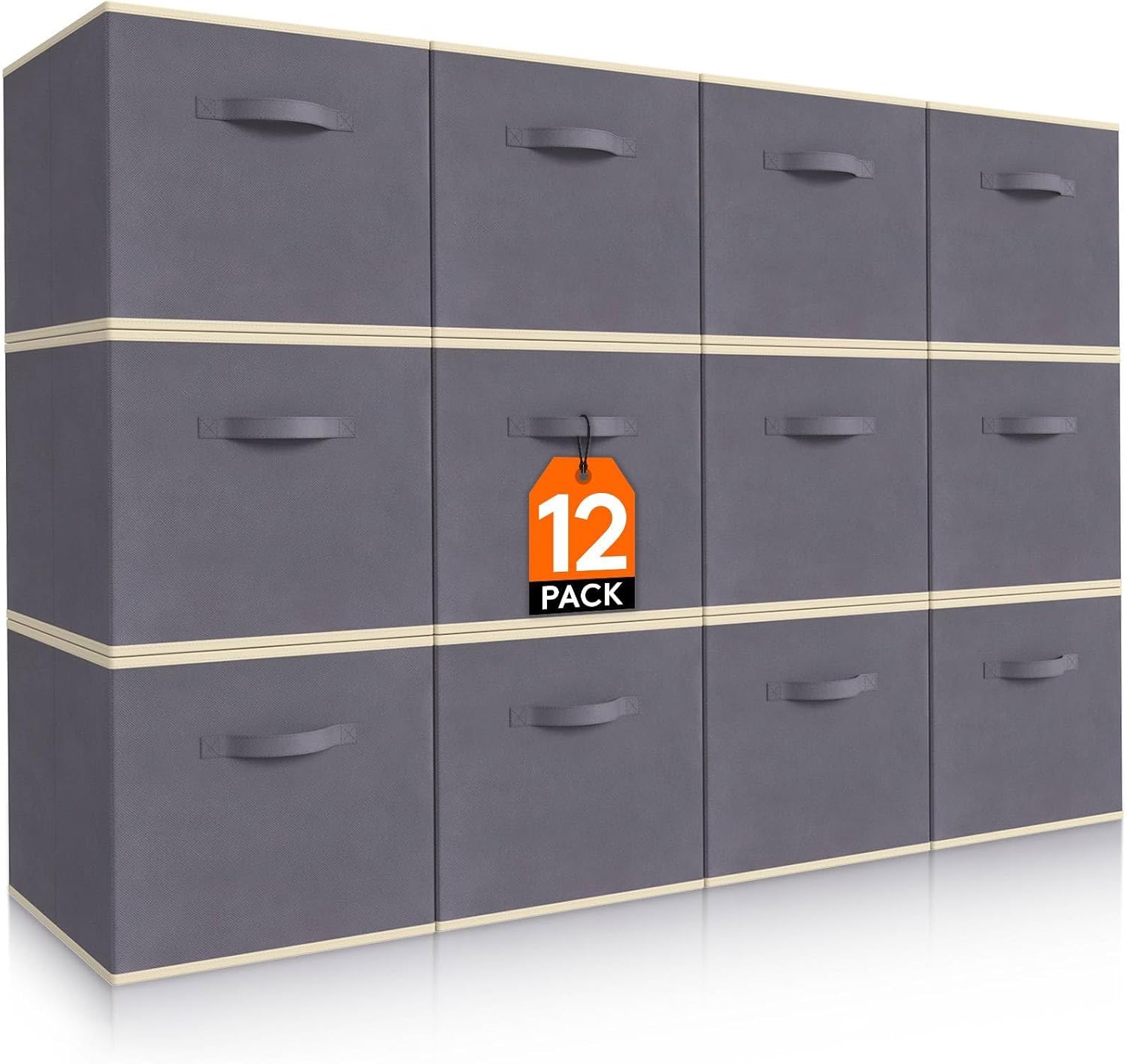 Gray Fabric Cube Bins 12 Pack