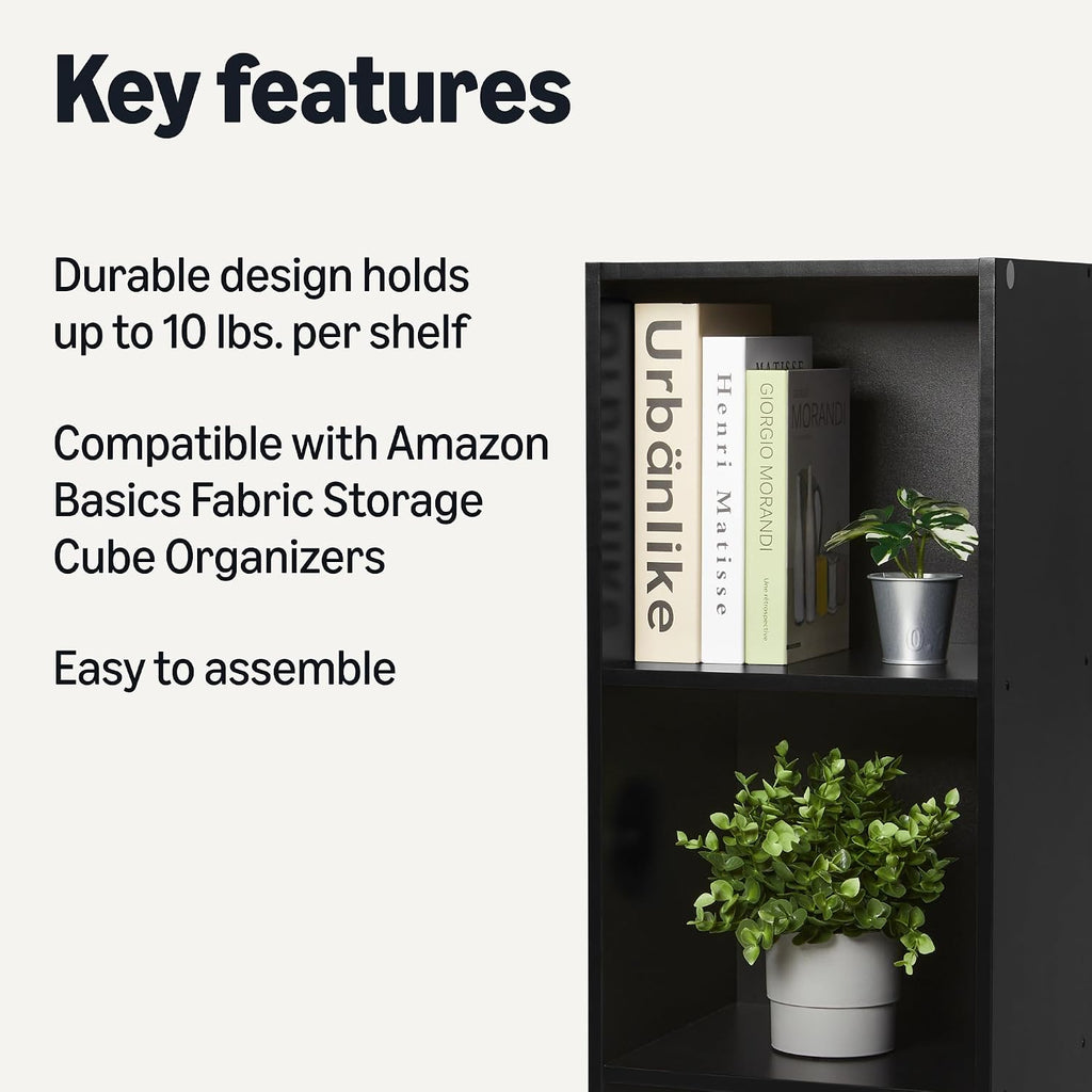 Basics Black 3-Cube Bookcase