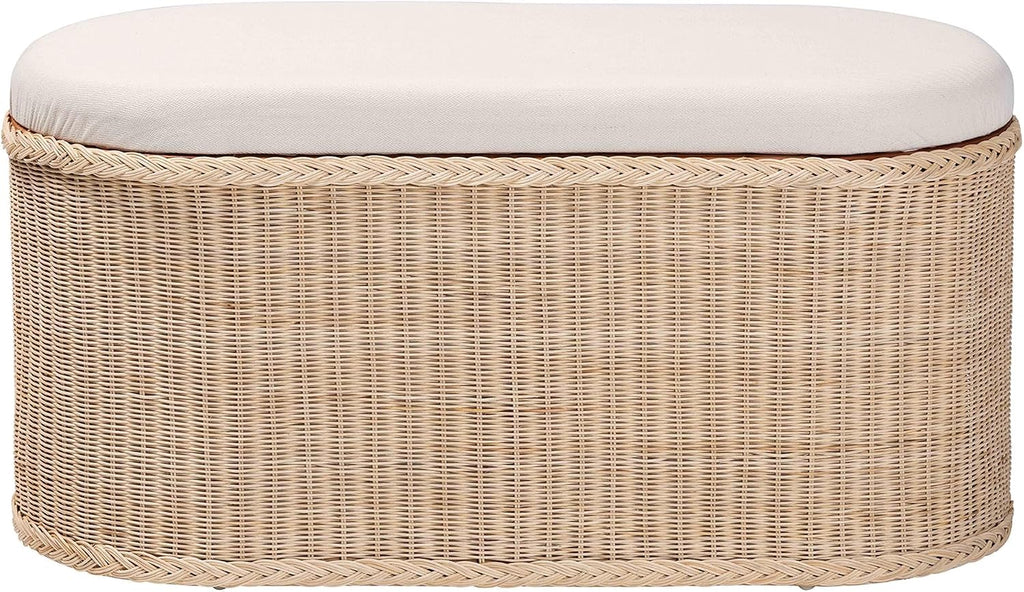 Rattan Storage Bench With Cushion