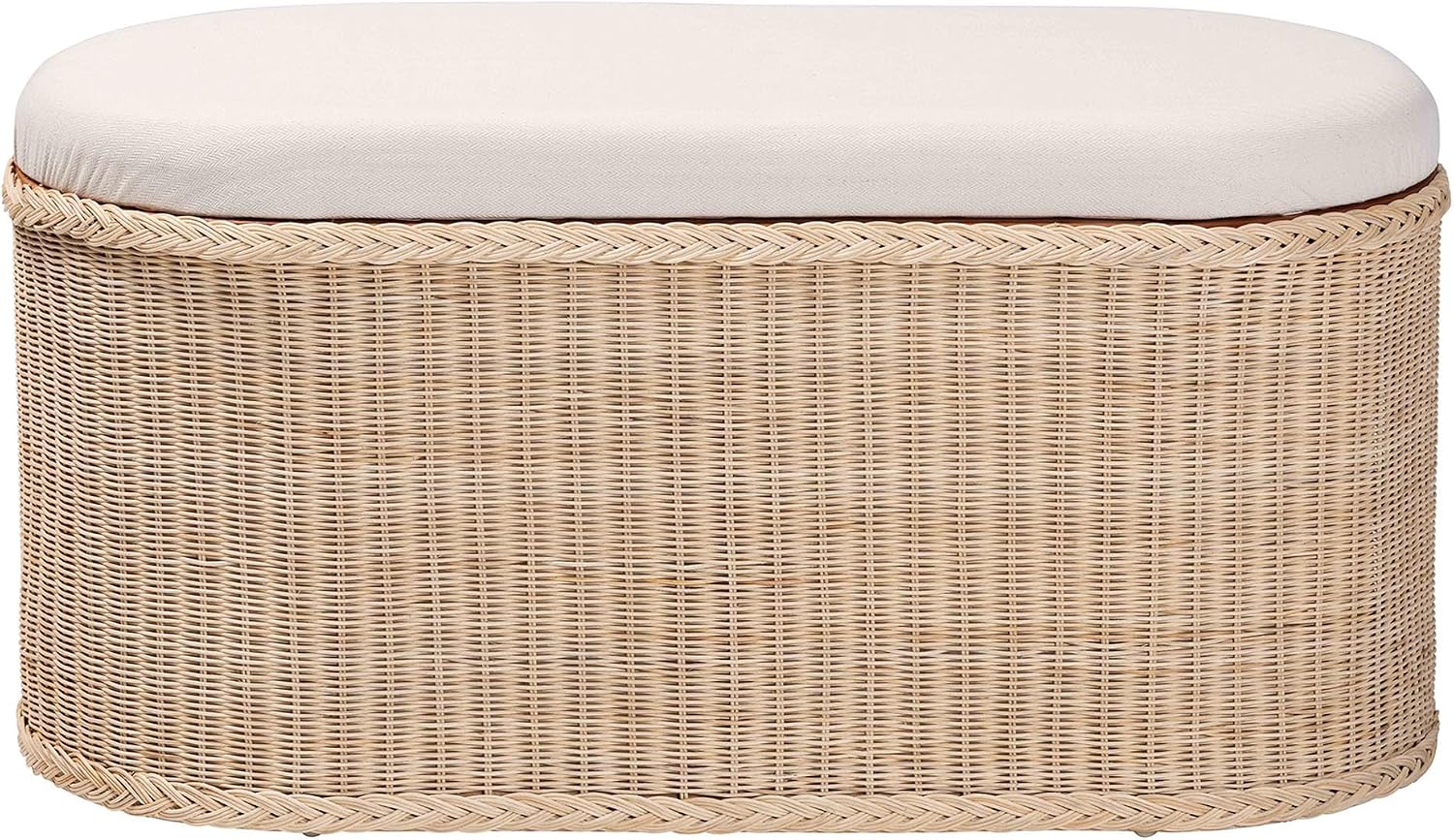 Rattan Storage Bench With Cushion