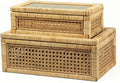Glass Top Stackable Rattan Display Boxes