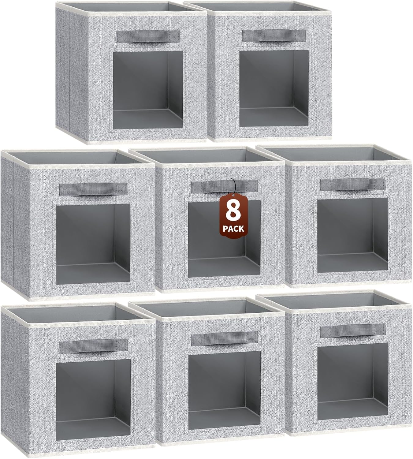 Light Grey Fabric Cube Bins 8 Pack