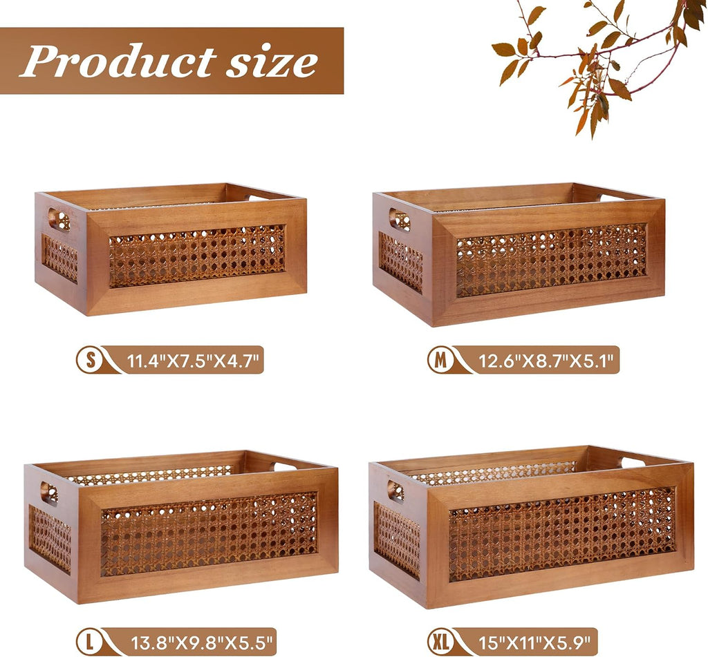 Handmade Rattan Wooden Storage Baskets
