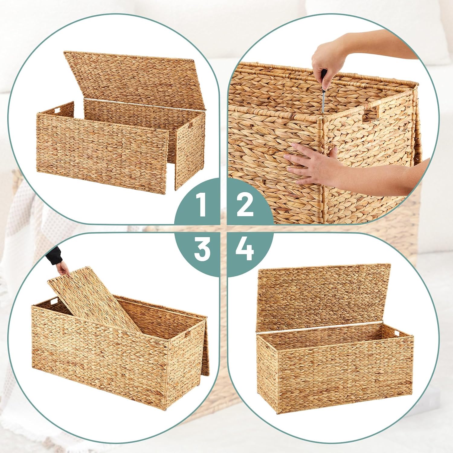Water Hyacinth Wicker Storage Trunk