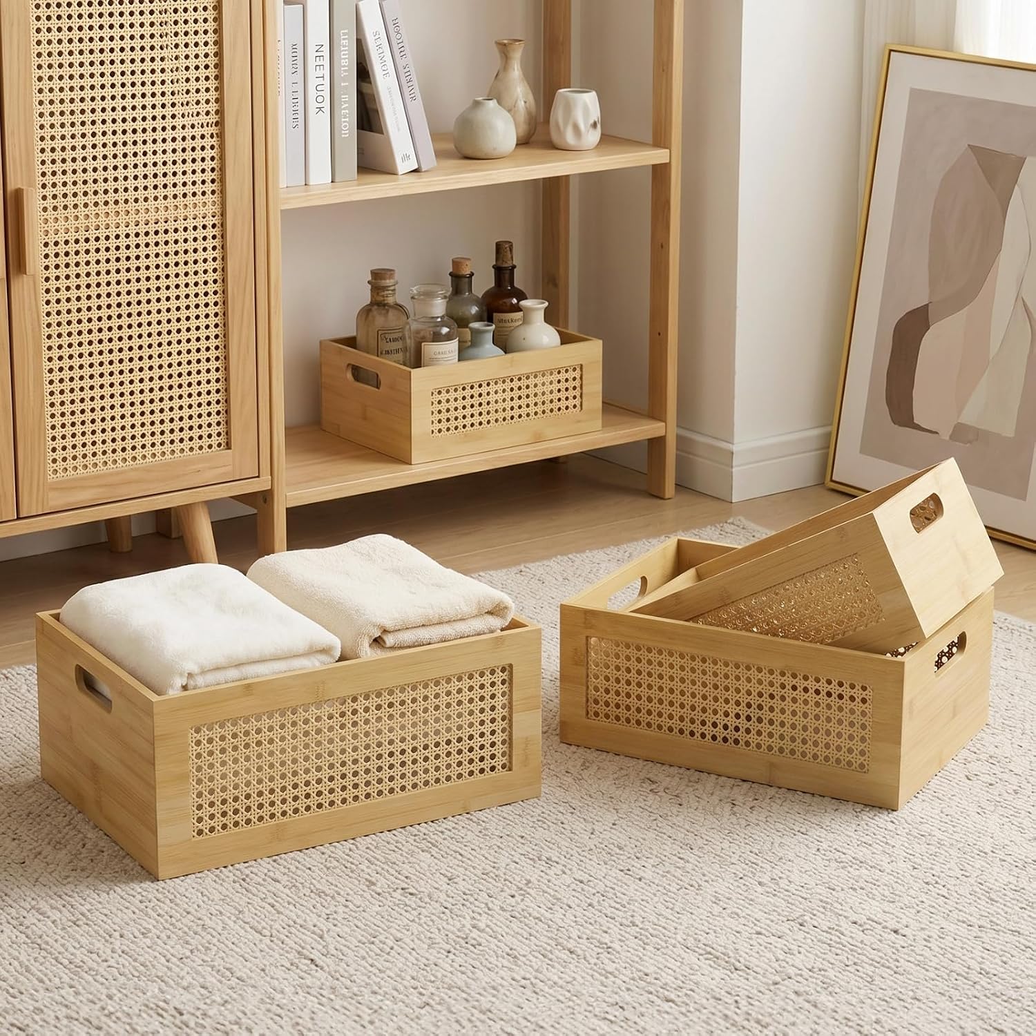 Handmade Rattan Wooden Storage Baskets