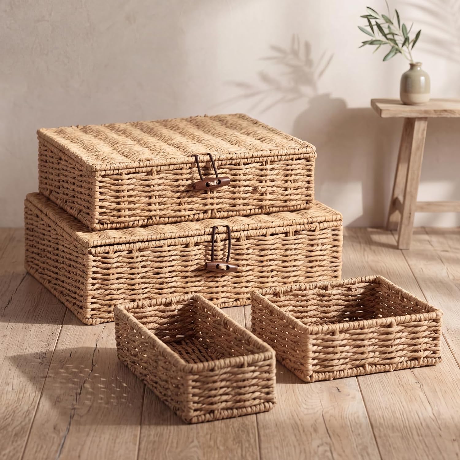 Paper Rope Wicker Storage Baskets