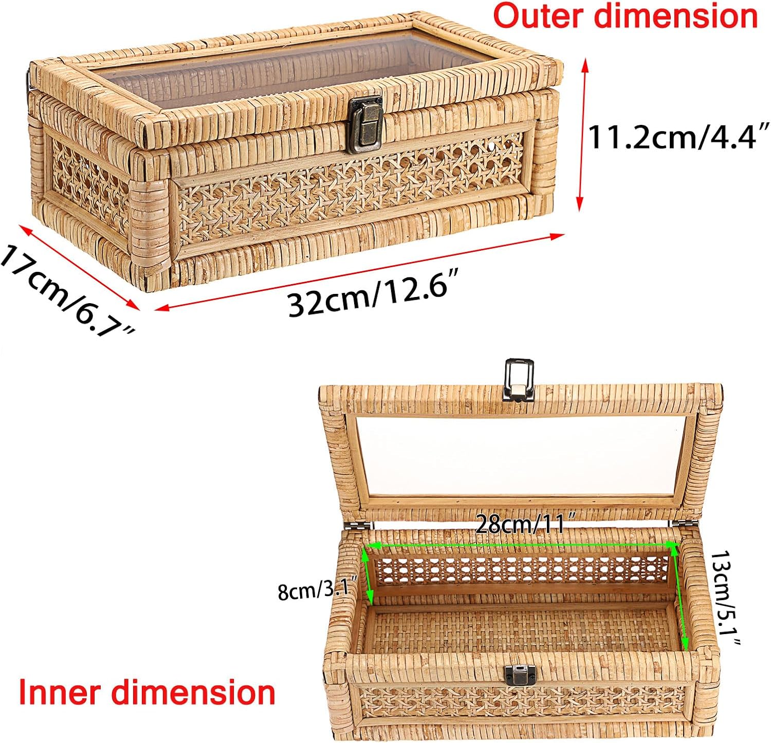 Clear Lid Lockable Rattan Storage Box