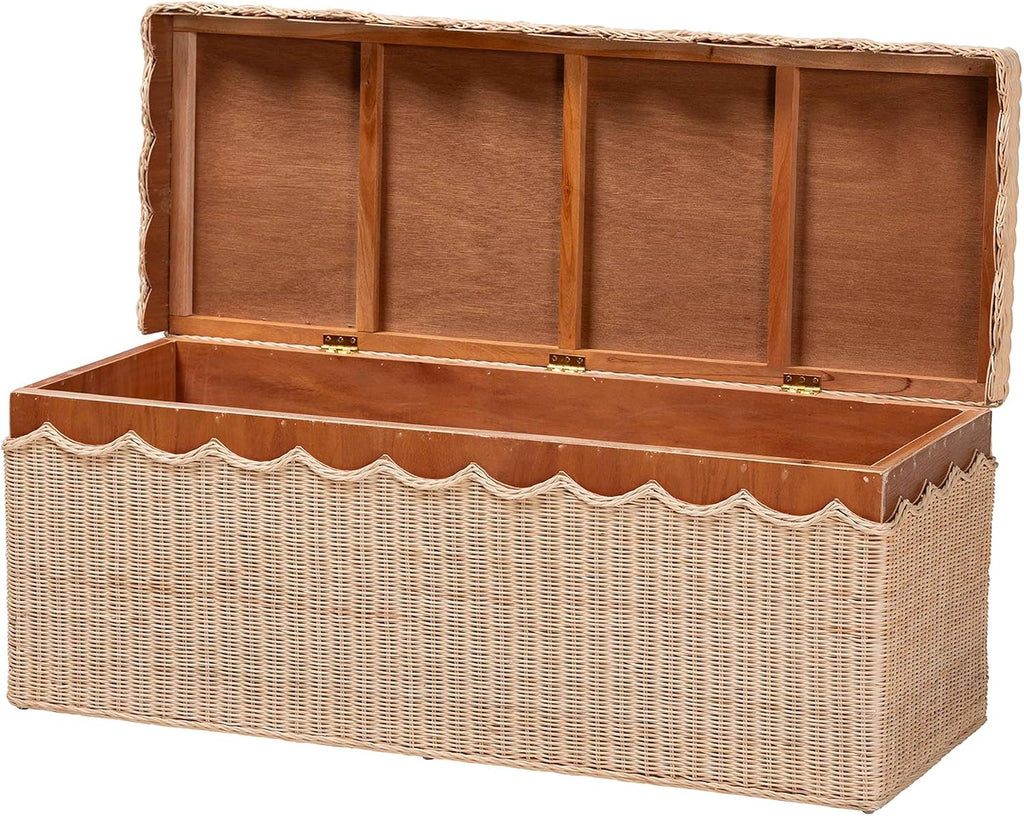 Rattan Lift-Top Storage Chest Bench