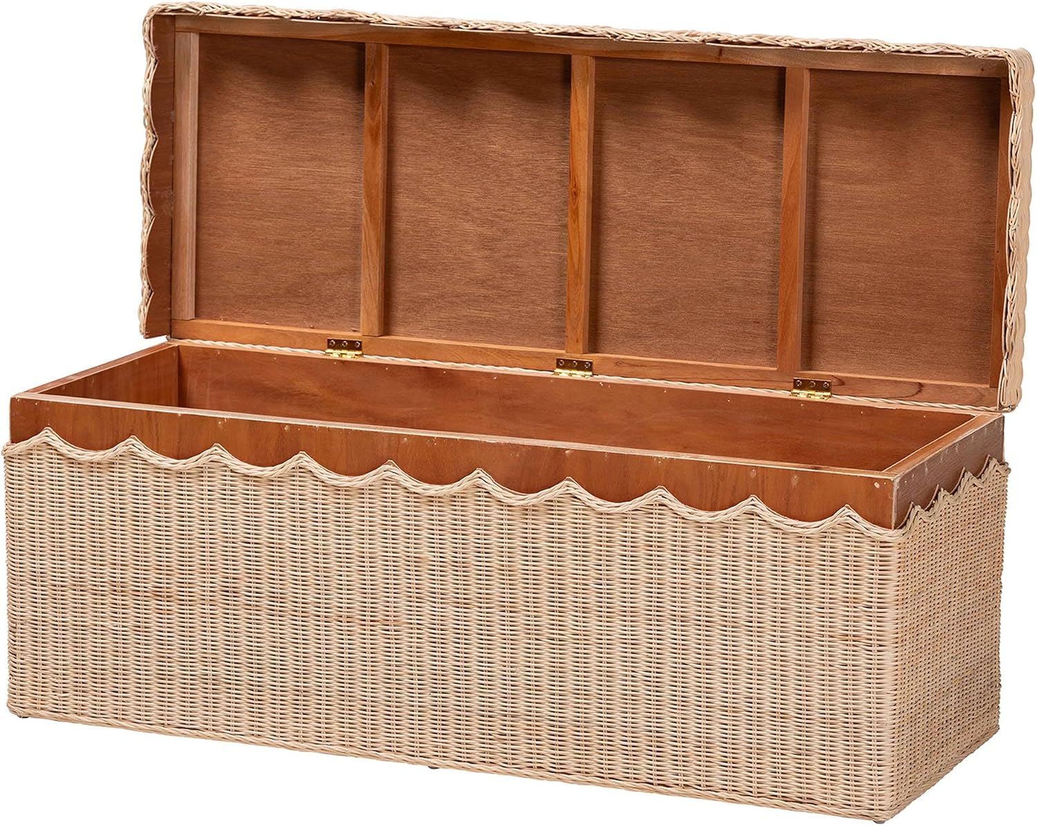 Rattan Lift-Top Storage Chest Bench