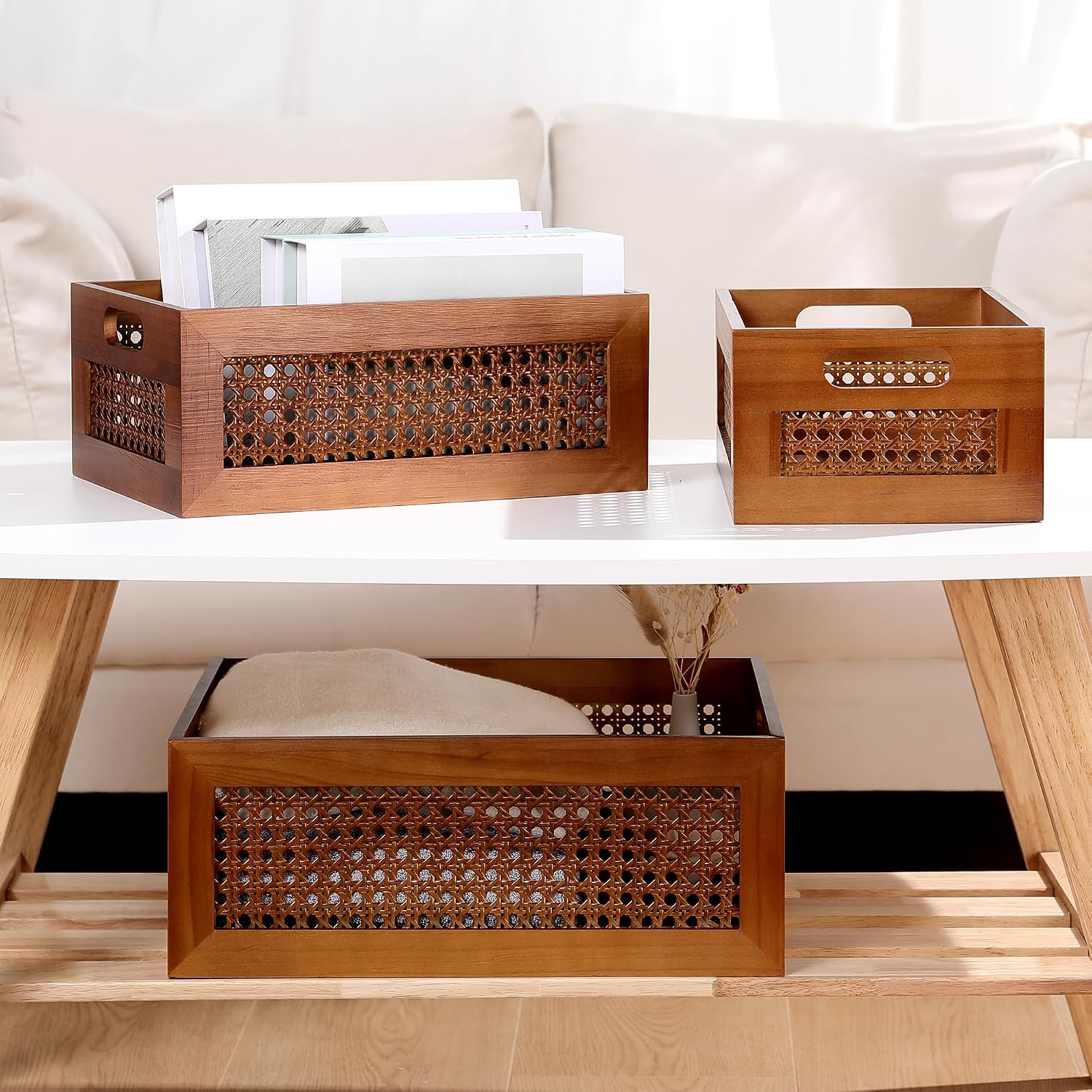 Handmade Rattan Wooden Storage Baskets