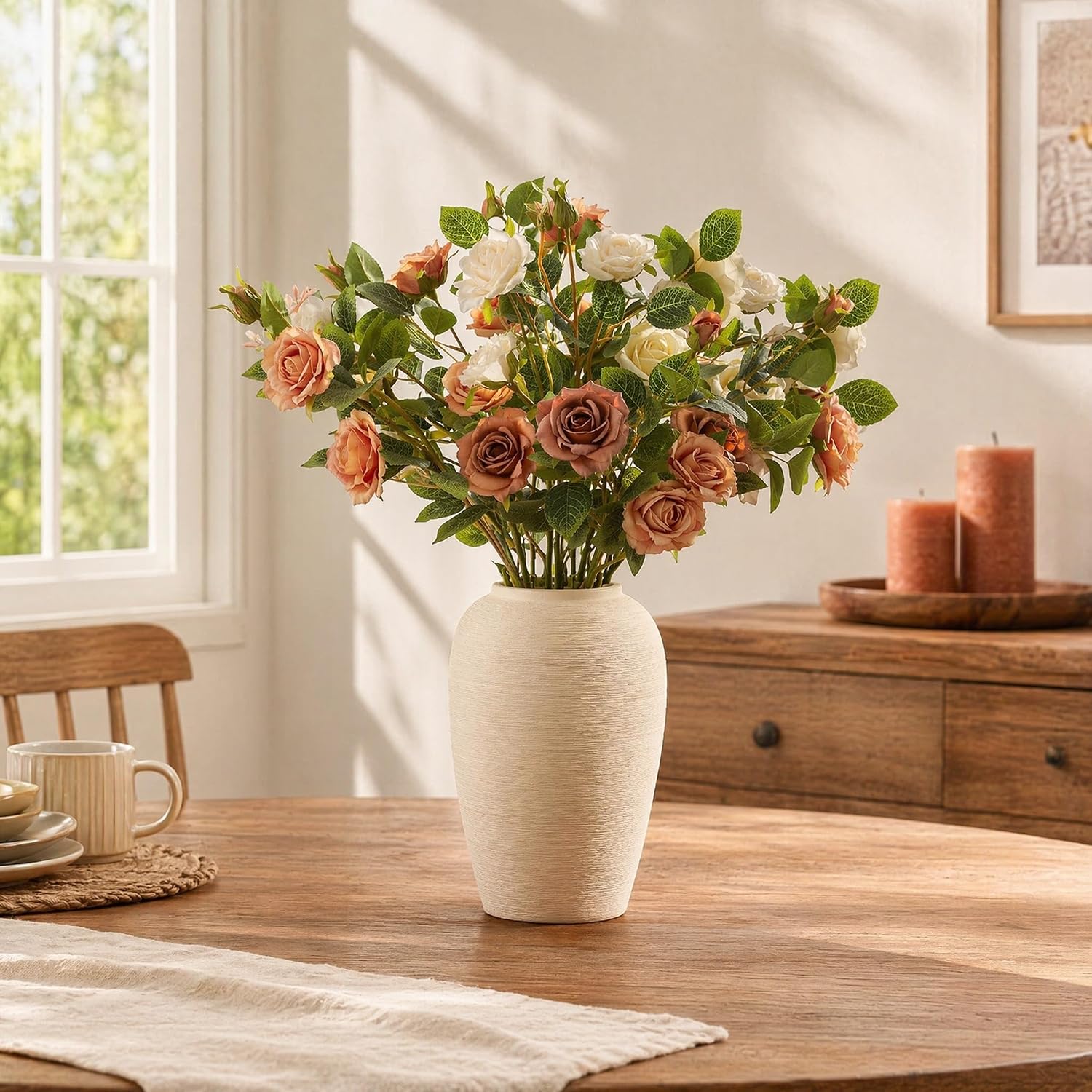 Textured Beige Ceramic Vase