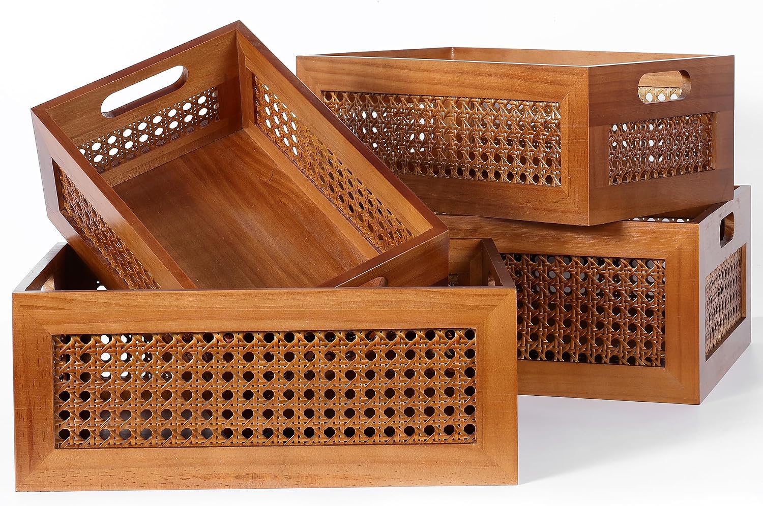 Handmade Rattan Wooden Storage Baskets