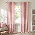 Pink Faux Linen Sheer Curtains 2 Panels