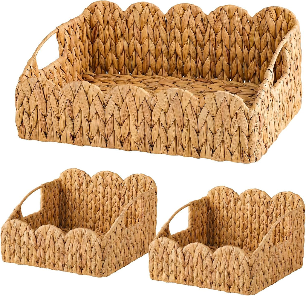 Scalloped Water Hyacinth Storage Baskets