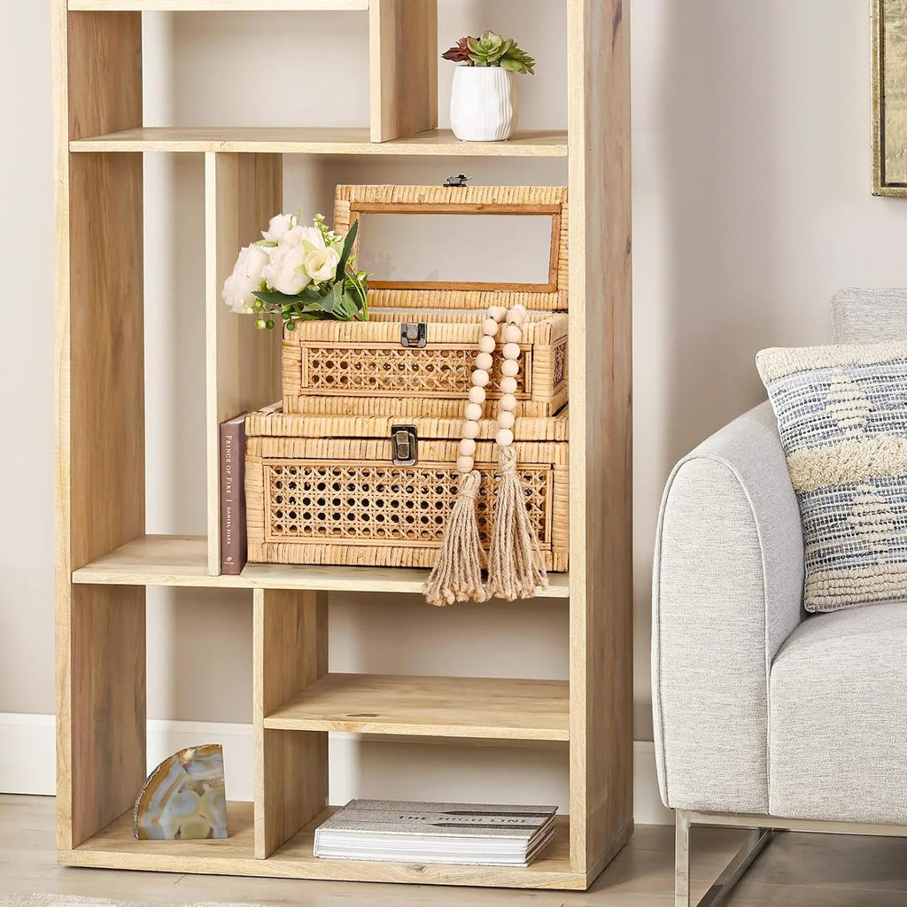 Glass Top Lidded Rattan Storage Boxes