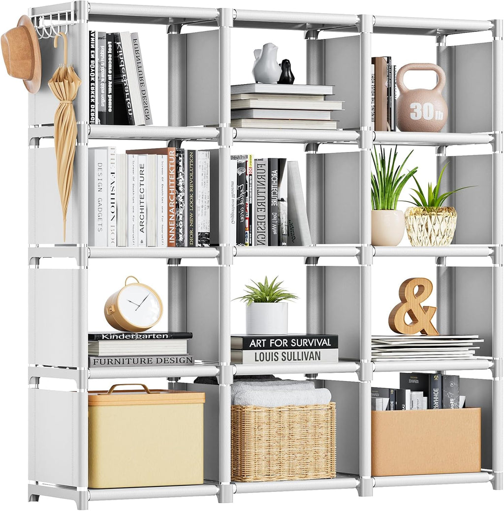 12 Cube White Storage Shelf