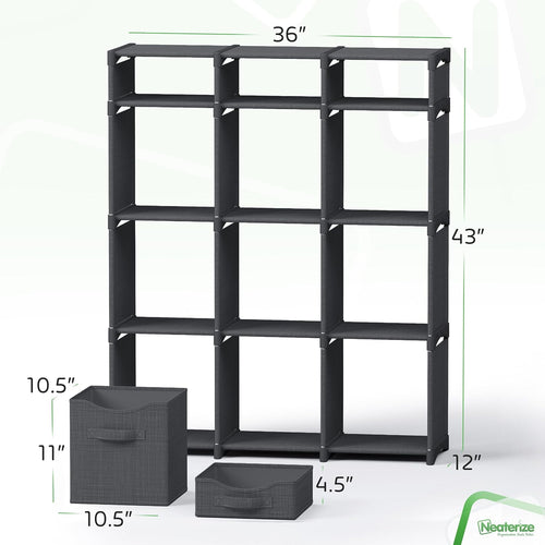 12 Cube Storage Organizer Dark Grey